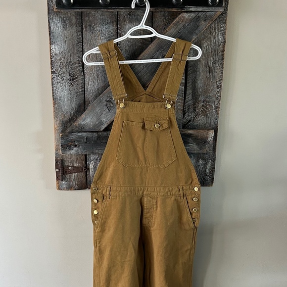 Women's Zara Mustard Yellow Denim Overalls -Size Small - Picture 1 of 3